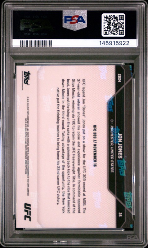 2024 TOPPS NOW UFC #34 JON JONES PSA 9 view 2