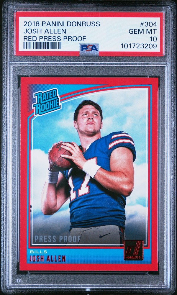 2018 PANINI DONRUSS RED PRESS PROOF #304 JOSH ALLEN ROOKIE RC PSA 10