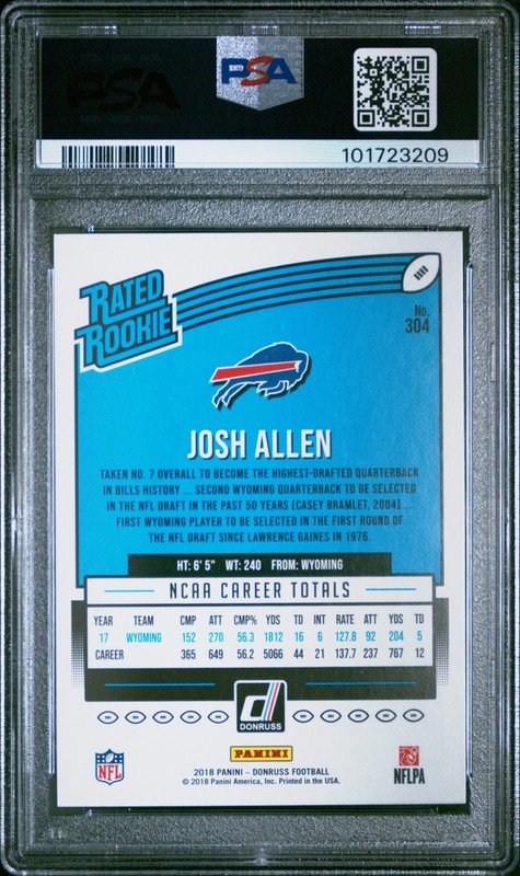 2018 PANINI DONRUSS RED PRESS PROOF #304 JOSH ALLEN ROOKIE RC PSA 10 view 2
