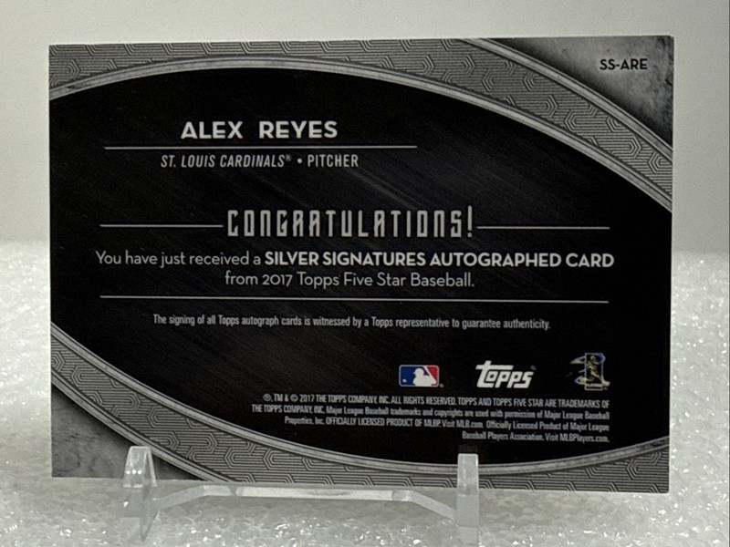 2017 Topps Five Star Silver Signatures AUTO - Alex Reyes 50/50 bookend 1/1 view 2