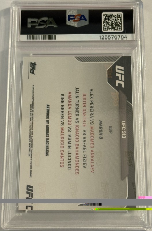 2025 Topps Now UFC Alex Pereira UFC 313 Poster Card SP PSA 10 view 2