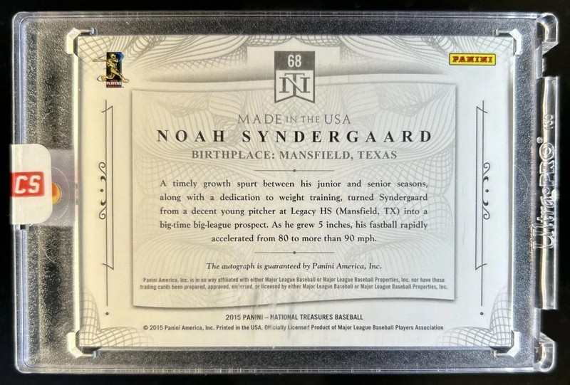 2015 Panini National Treasures Noah Syndergaard Made In USA Rookie Auto #35/49 view 2