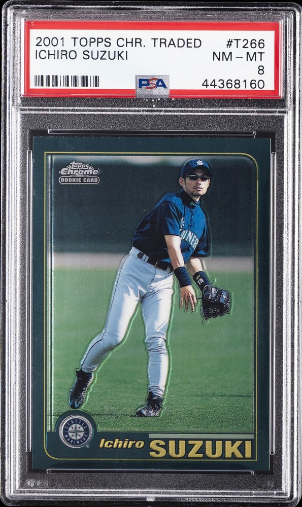 2001 TOPPS CHROME TRADED #T266 ICHIRO SUZUKI ROOKIE RC PSA 8