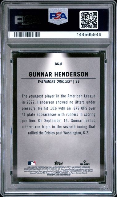2023 Bowman Chrome GUNNAR HENDERSON Rookie Spotlights - PSA 10  view 2