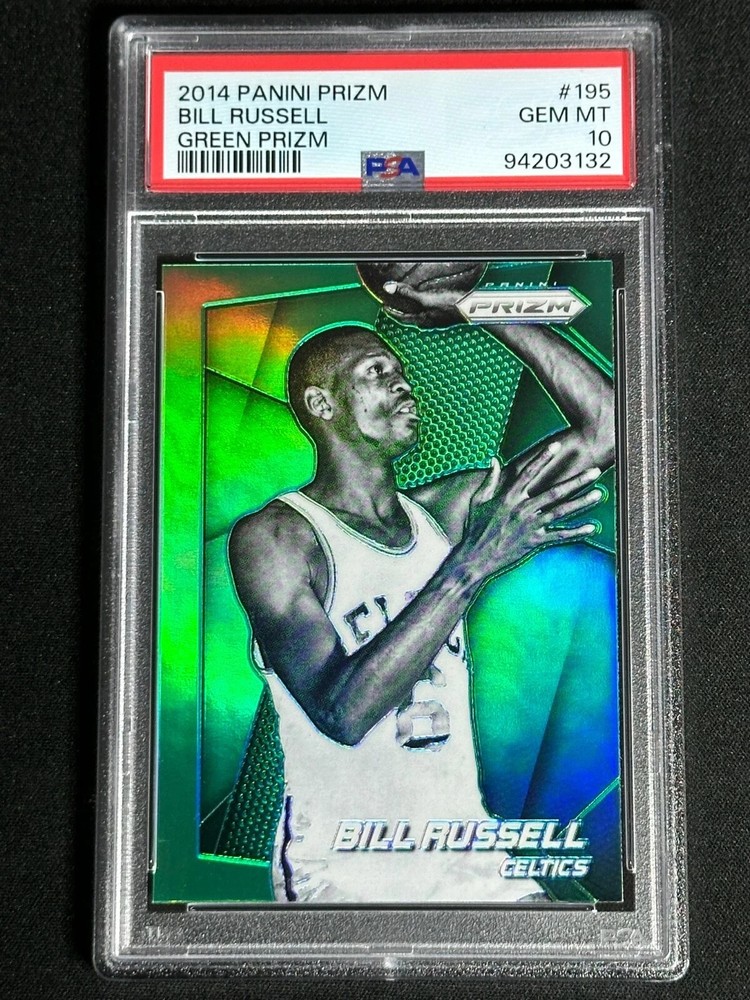 2014 Panini Prizm Green Bill Russell #195 PSA 10 GEM MINT SP Celtics Color Match