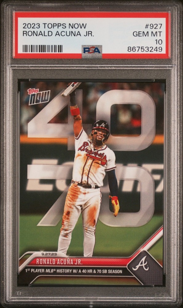 2023 Topps Now 🔥RONALD ACUNA JR🔥 1st 40/70 HR/SB Season PSA 10 💎 Gem Mint