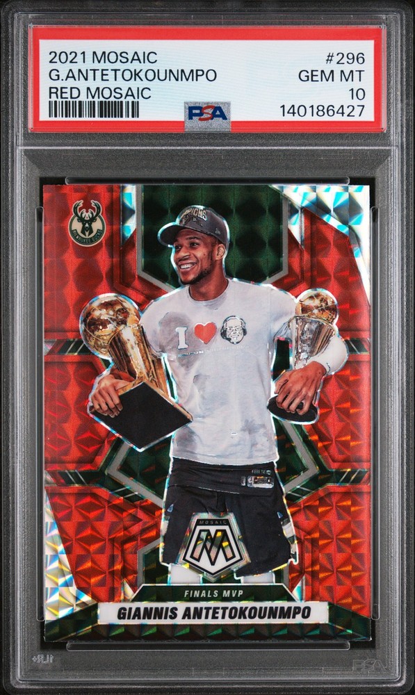 2021 PANINI MOSAIC RED MOSAIC #296 GIANNIS ANTETOKOUNMPO PSA 10