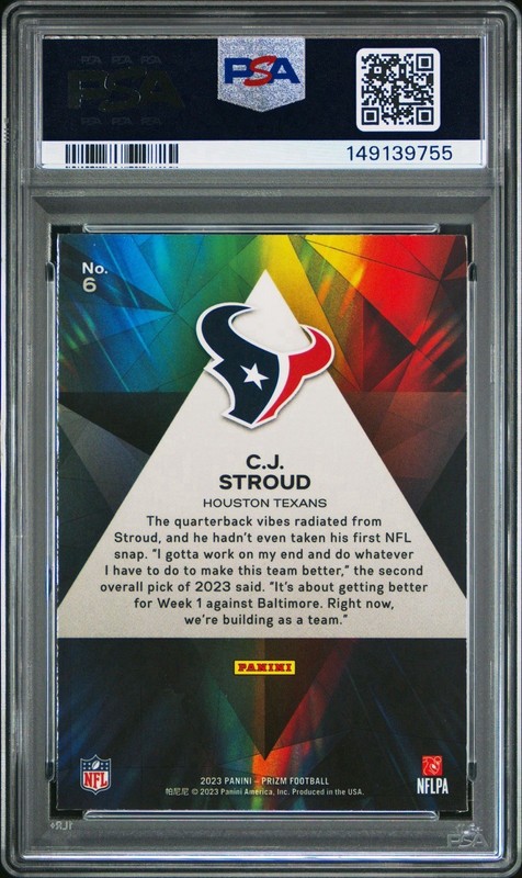 2023 Panini Prizm CJ Stroud Prizmatic #6 RC Houston Texans PSA 10 GEM MINT  view 2