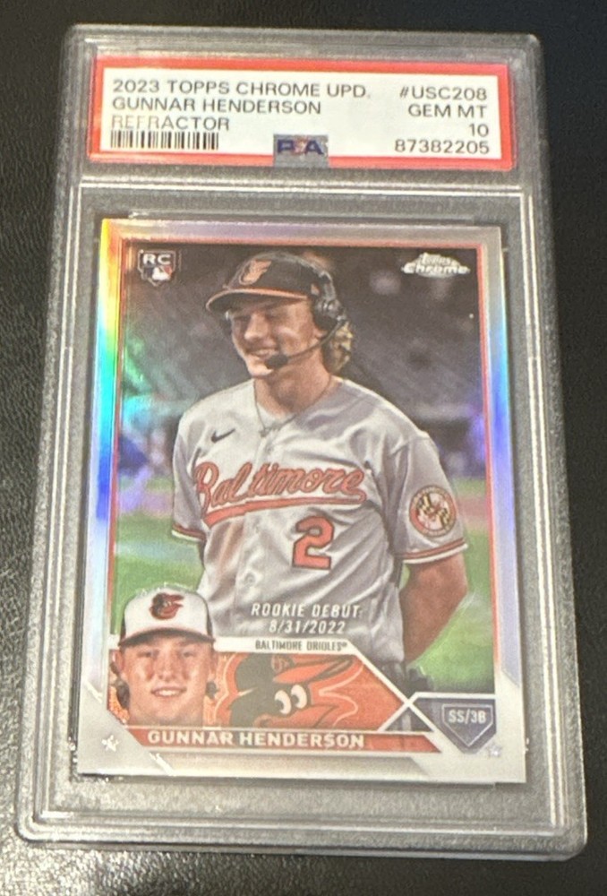 2023 TOPPS CHROME UPDATE REFRACTOR #USC208 GUNNAR HENDERSON ROOKIE RC PSA 10