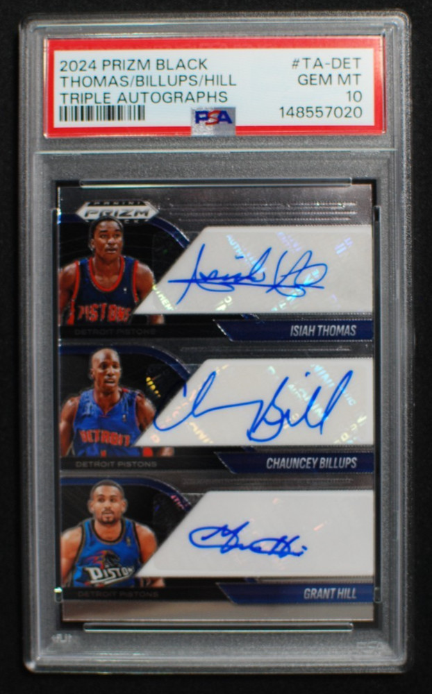 🌟 ISIAH THOMAS / BILLUPS / GRANT HILL 2024-25 Panini PRIZM Triple AUTO - PSA 10