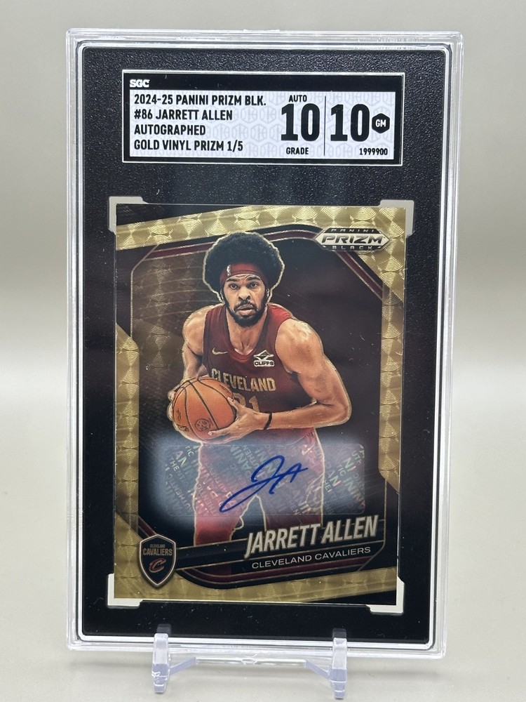 Jarrett Allen Cleveland Cavaliers 2024-25 Prizm Black Gold Vinyl Auto 1/5 SGC 10