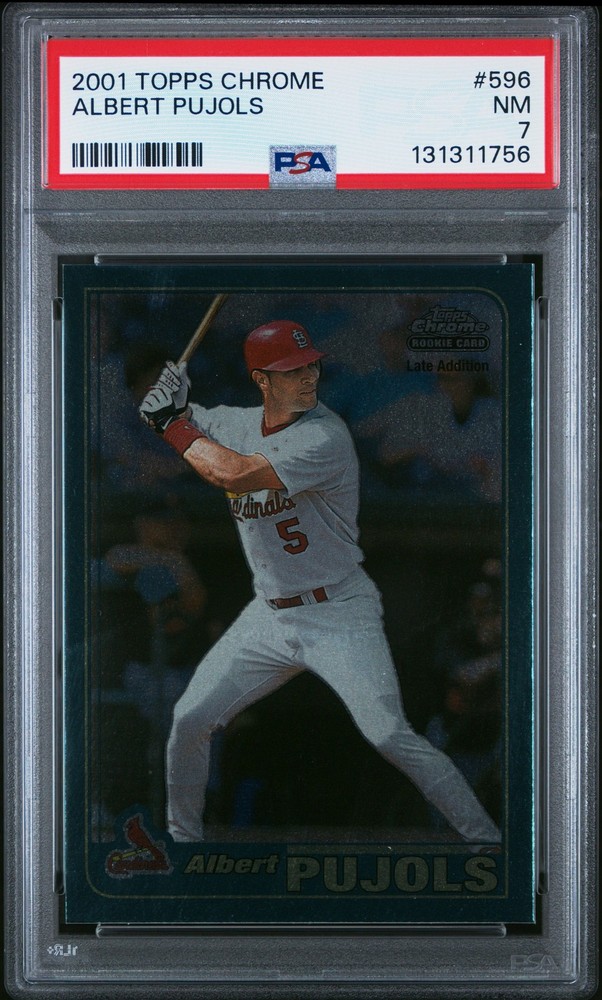 2001 TOPPS CHROME #596 ALBERT PUJOLS ROOKIE RC PSA 7