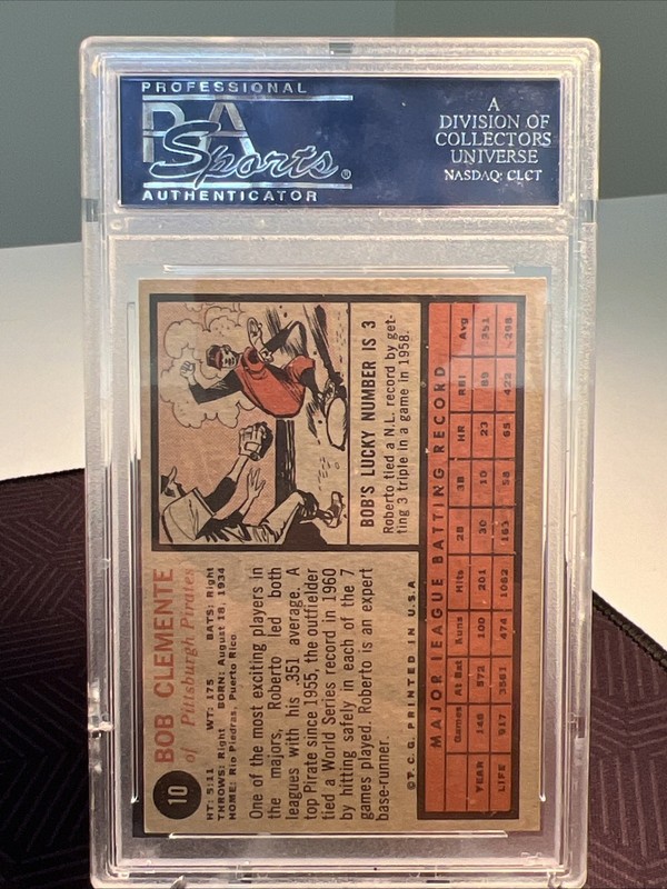 1962 Topps #10 BOB CLEMENTE PSA 6!  view 2