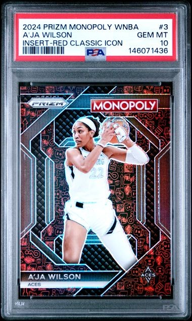 A'JA WILSON 2024 PRIZM MONOPOLY WNBA INSERT RED CLASSIC ICON #3 PSA 10 GEM MINT