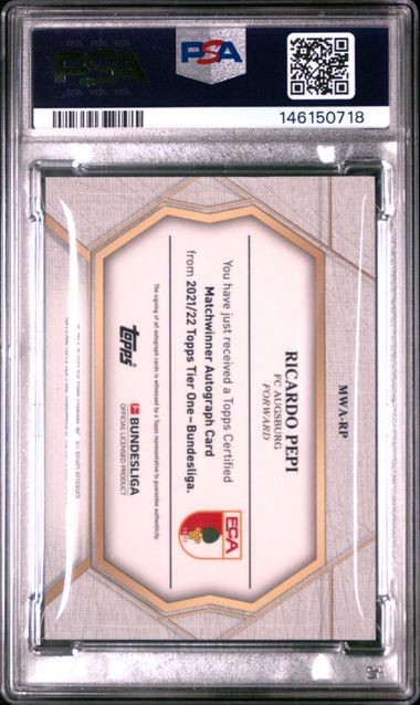 RICARDO PEPI 2021 TIER ONE BUNDESLIGA MATCHWINNER AUTO #D 020/100 PSA 9 POP 1/1 view 2
