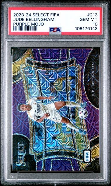 JUDE BELLINGHAM 2023 PANINI SELECT FIELD LEVEL PURPLE MOJO PRIZM 213 PSA 10 POP4