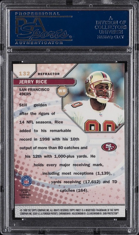 1999 FINEST REFRACTOR #132 JERRY RICE PSA 10 view 2