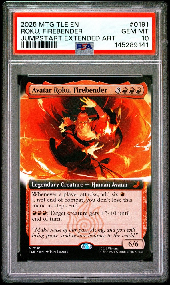 2025 MTG AVATAR: THE LAST AIRBENDER ETERNAL #0191 AVATAR ROKU, FIREBENDER PSA 10