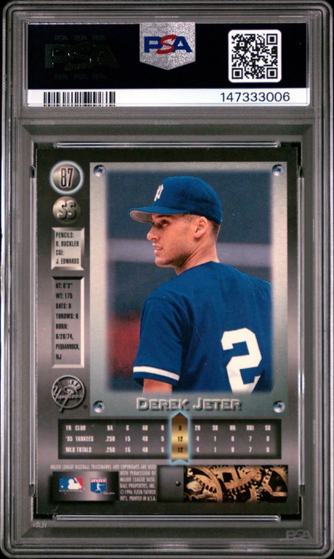1996 METAL UNIVERSE #87 DEREK JETER PSA 9 view 2