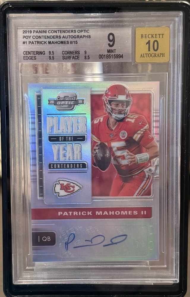 Panini 2018 Contenders Optic Mahomes II Auto Blue Prizm /15 BGS 9 BAS 10