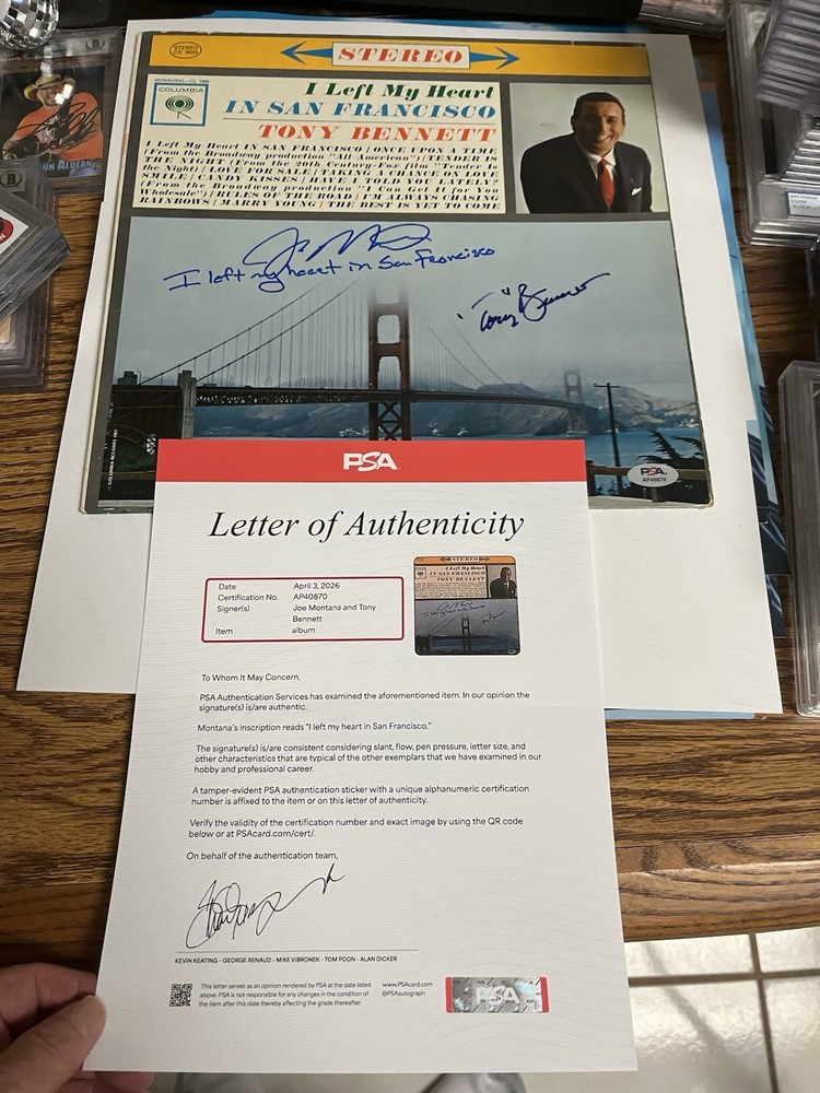 Autographed Tony Bennett Joe Montana Album Insc I Left My Heart In SF PSA Signed