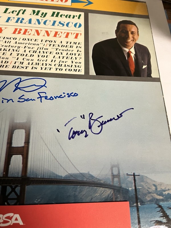 Autographed Tony Bennett Joe Montana Album Insc I Left My Heart In SF PSA Signed view 2