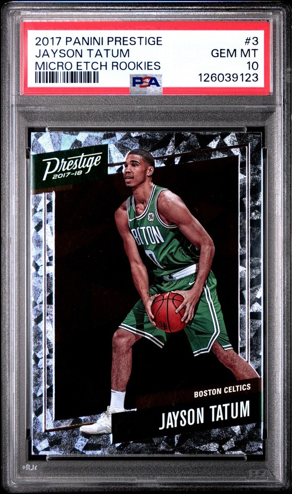 2017 PANINI PRESTIGE MICRO ETCH ROOKIES #3 JAYSON TATUM PSA 10
