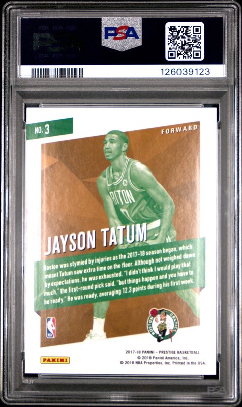 2017 PANINI PRESTIGE MICRO ETCH ROOKIES #3 JAYSON TATUM PSA 10 view 2