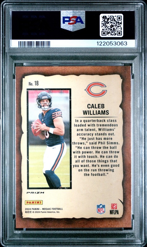 2024 PANINI MOSAIC NOTORIETY GREEN #18 CALEB WILLIAMS PSA 10 view 2