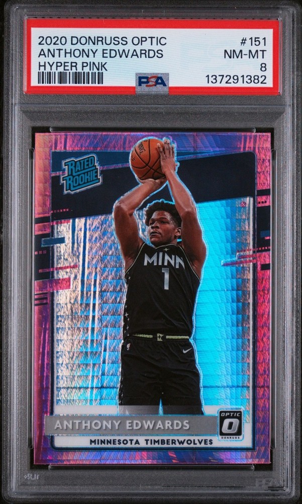 2020 PANINI DONRUSS OPTIC #151 ANTHONY EDWARDS HYPER PINK psa 8