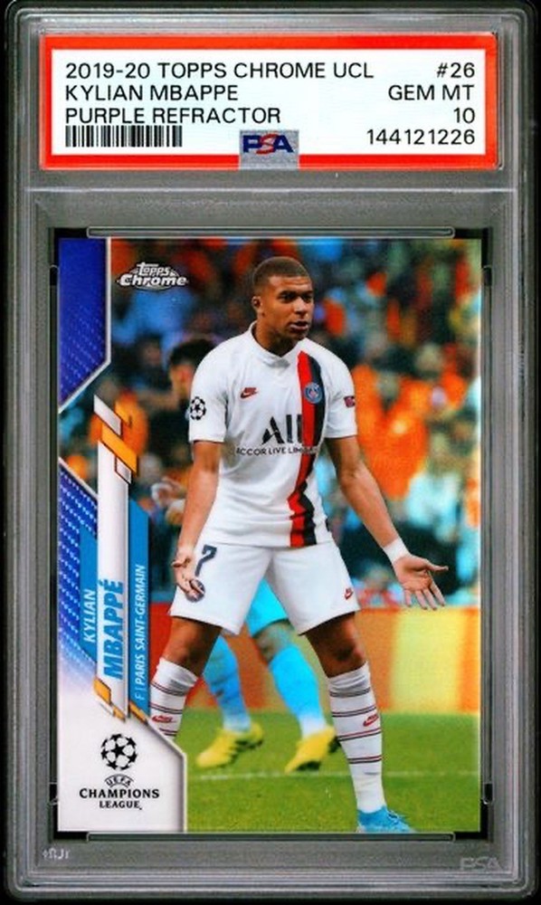 2019-20 Topps Chrome Kylian Mbappe Purple Refractor /250 PSA 10 Gem Mint #26