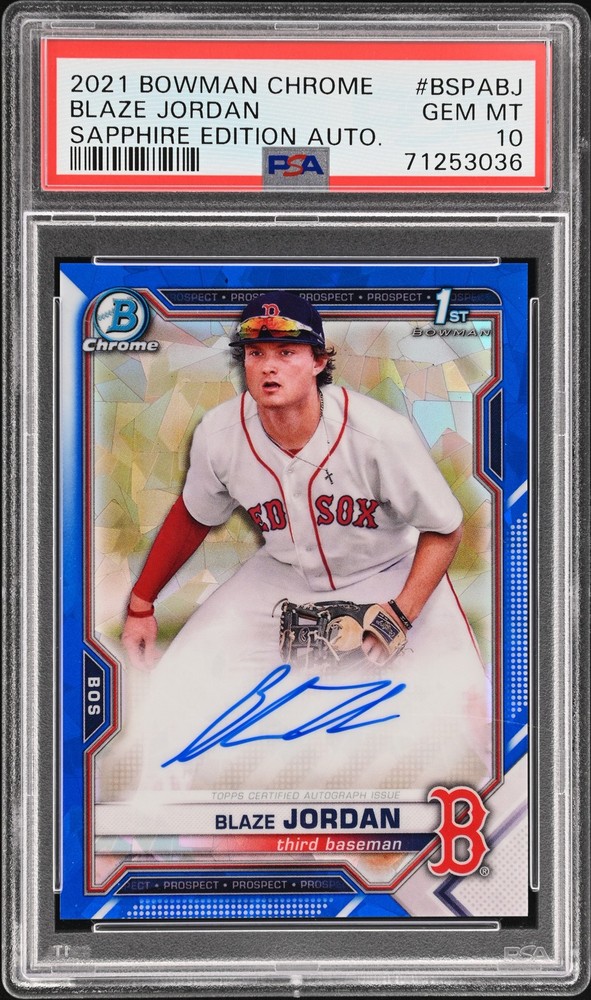 2021 BOWMAN CHROME SAPPHIRE EDITION AUTOS #BSPABJ BLAZE JORDAN PSA 10 AUTO