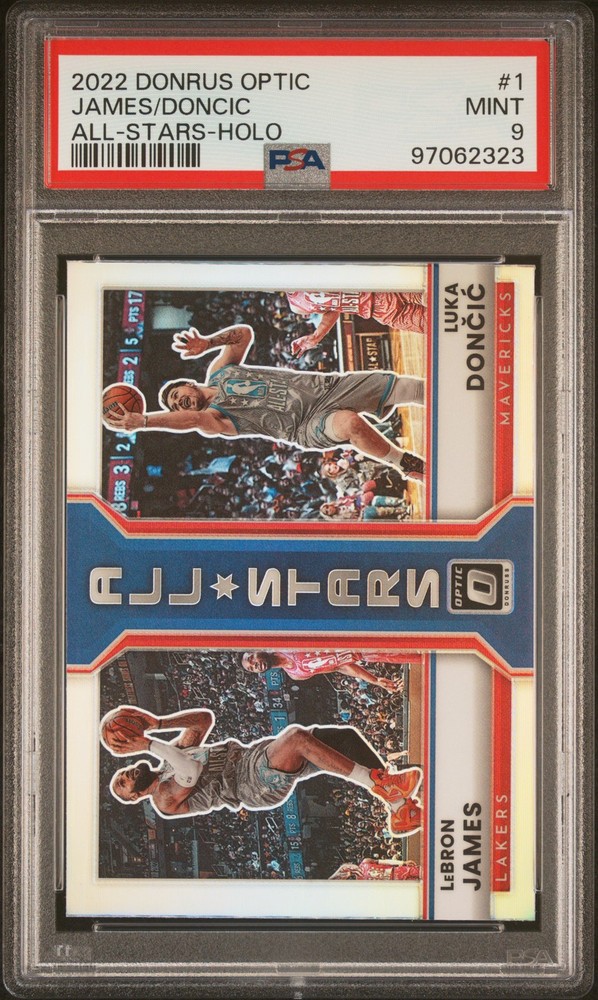 2022 PANINI DONRUSS OPTIC ALL-STARS HOLO #1 LEBRON JAMES/LUKA DONCIC PSA 9