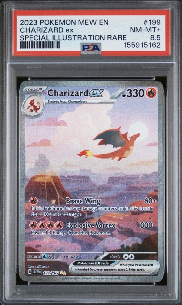 2023 POKEMON MEW EN-151 SPECIAL ILLUSTRATION RARE #199 CHARIZARD EX PSA 8.5