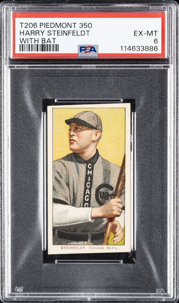 1909-11 T206 PIEDMONT 350 WITH BAT HARRY STEINFELDT PSA 6
