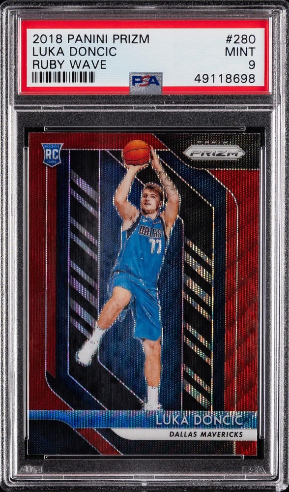 2018 PANINI PRIZM RUBY WAVE #280 LUKA DONCIC ROOKIE RC PSA 9
