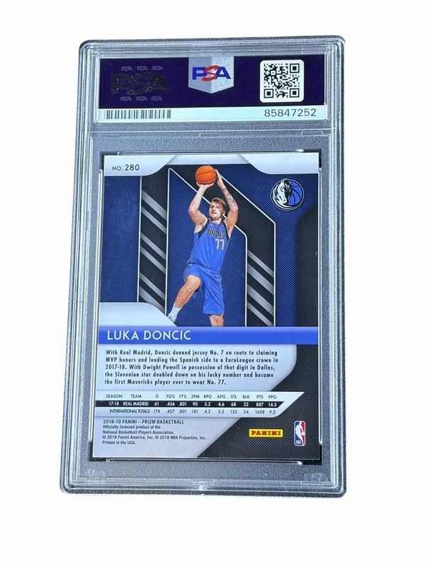 LUKA DONCIC SIGNED 2018 PANINI PRIZM ROOKIE CARD AUTO Los Angeles Lakers PSA 10 view 2