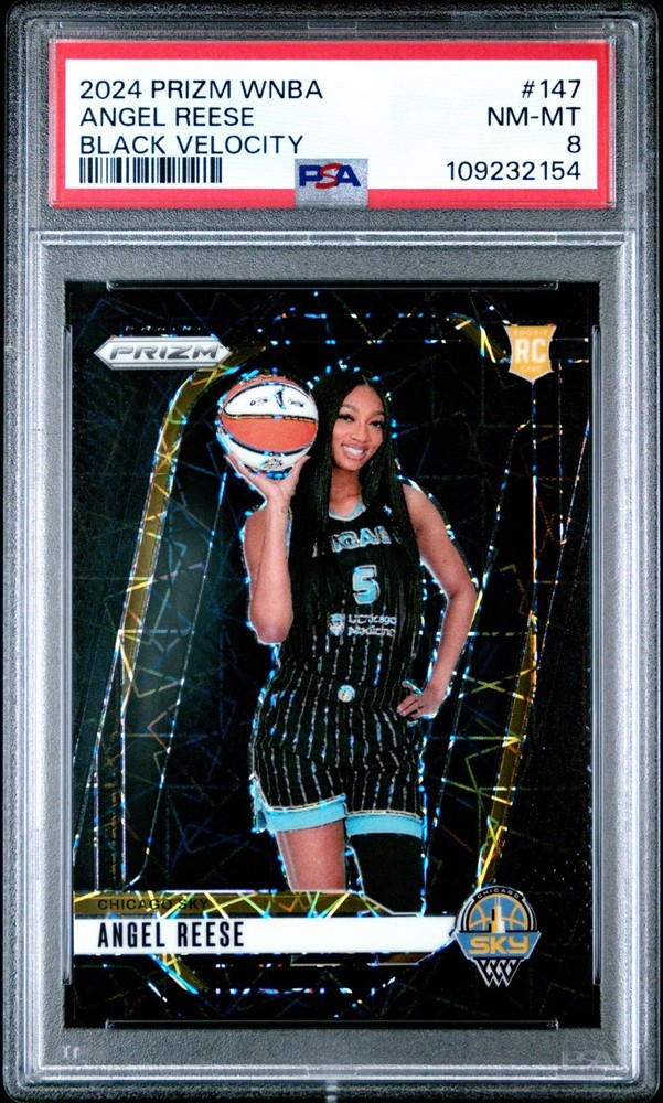 PSA 8 2024 Prizm WNBA Angel Reese #147 Black Velocity /39 Rookie
