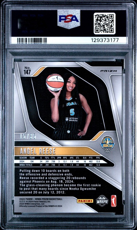 PSA 9 2024 Prizm WNBA Angel Reese #147 White Ice /35 Rookie view 2