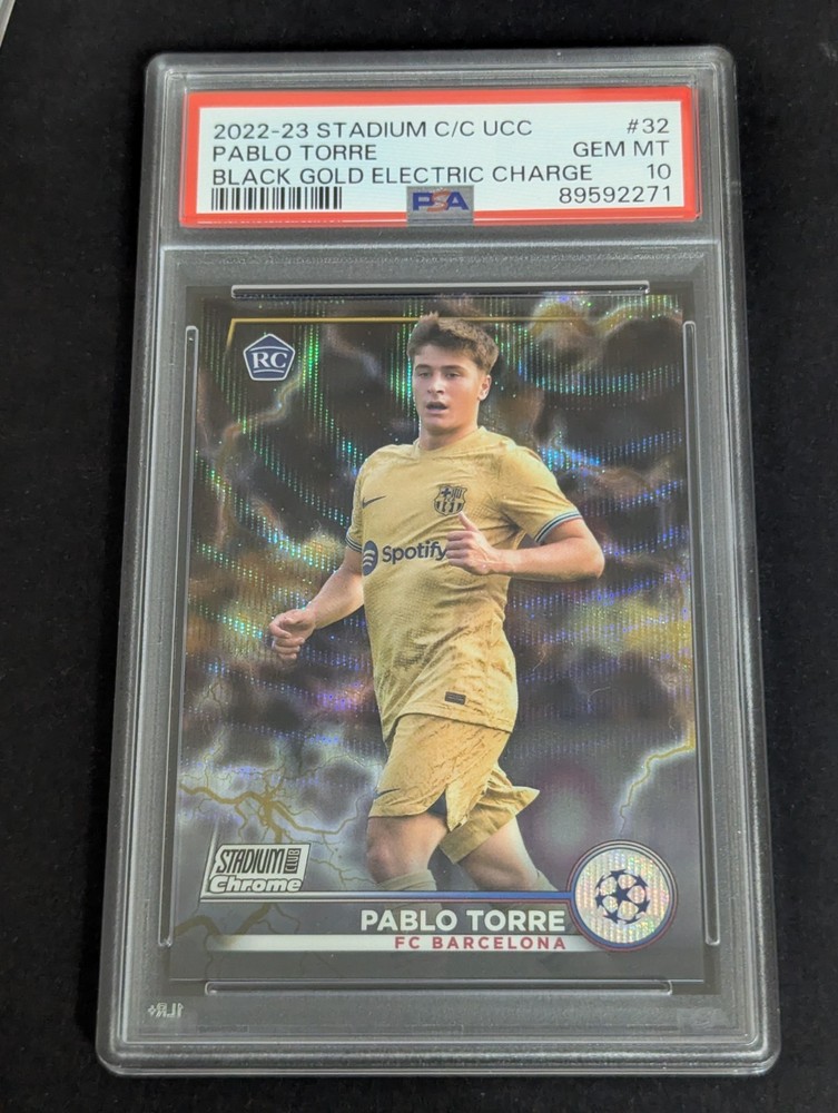 2022-23 Pablo Torre Topps Stadium Club Chrome Black/Gold Rookie /35 PSA 10 view 1