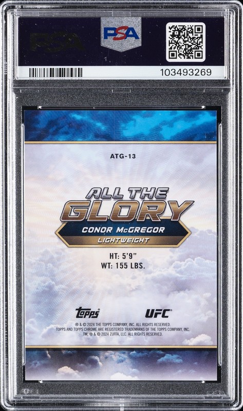 2024 TOPPS CHROME UFC ALL THE GLORY #ATG13 CONOR MCGREGOR PSA 10 view 2
