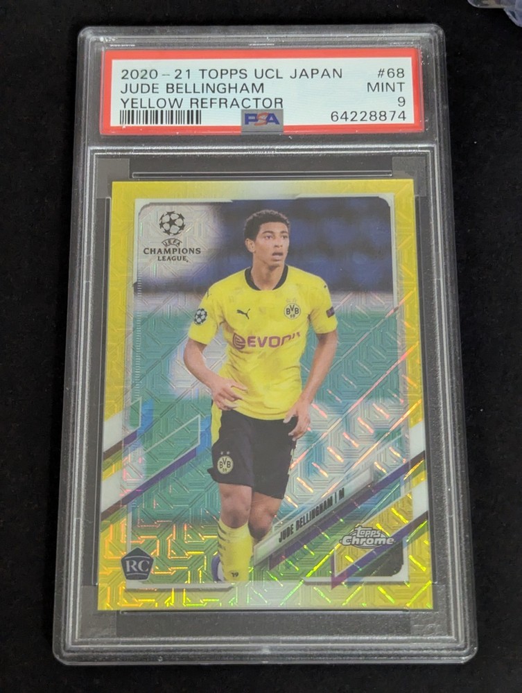 PSA 9 2020-21 Topps UCL Japan Edition Jude Bellingham Yellow Refractor RC /150