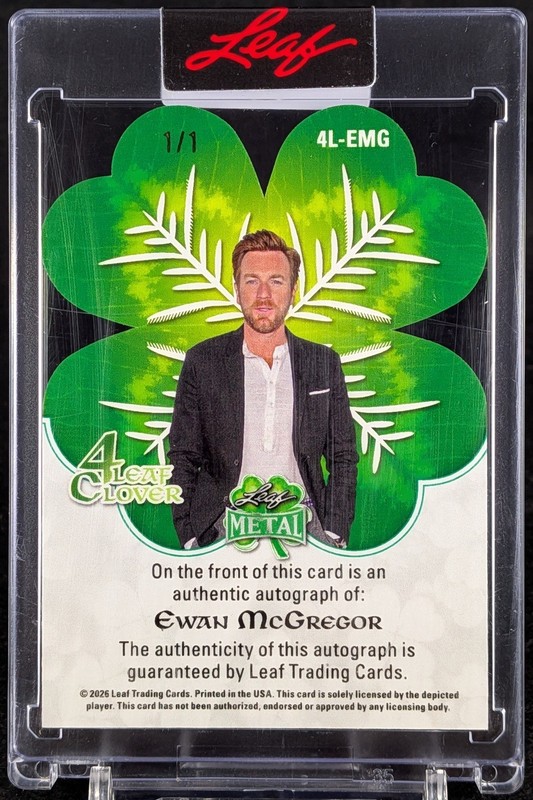 Ewan McGregor 2026 Leaf Metal St. Patrick's Day Auto Card 1/1 Star Wars Obi-Wan view 2