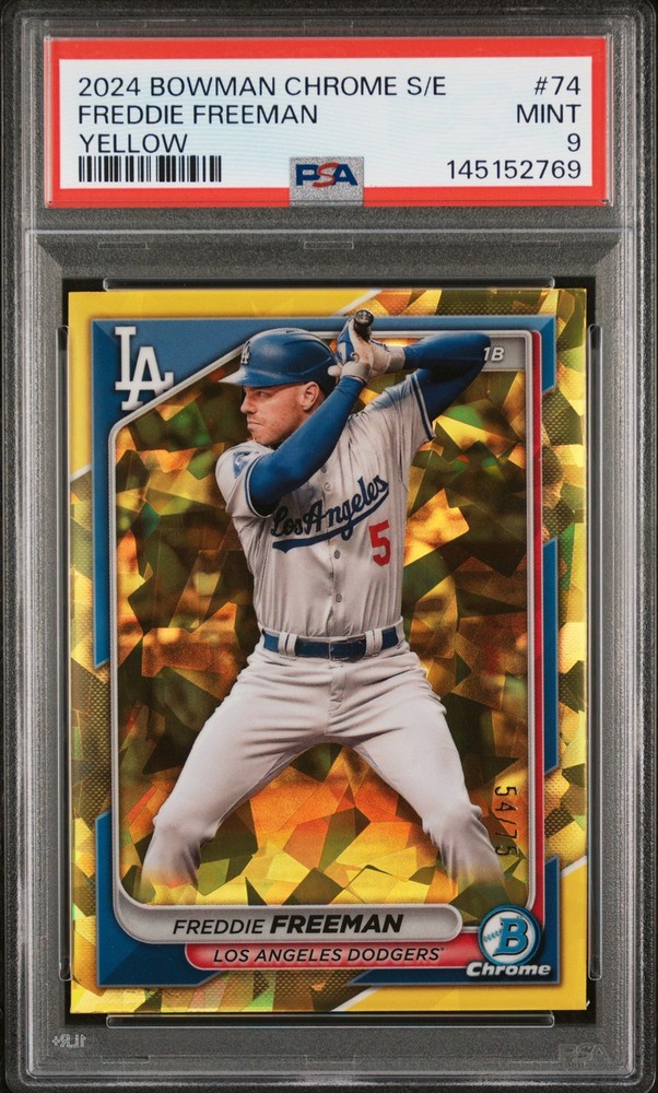 2024 BOWMAN CHROME SAPPHIRE EDITION YELLOW #74 FREDDIE FREEMAN 54/75 PSA 9