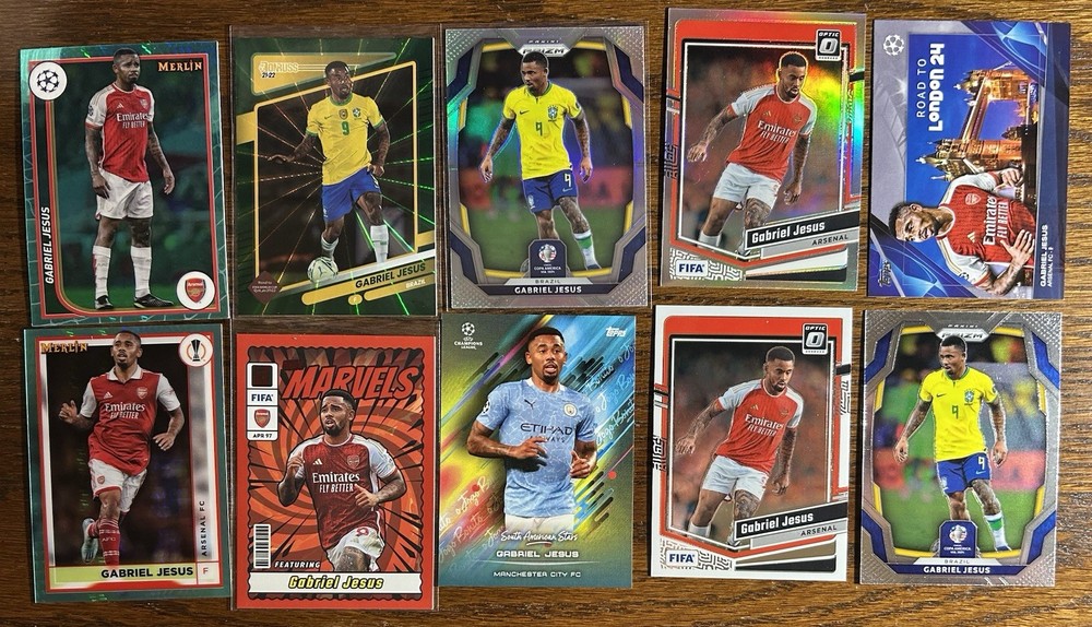 x10 Lot Gabriel Jesus Arsenal Brazil Topps Chrome Merlin Prizm