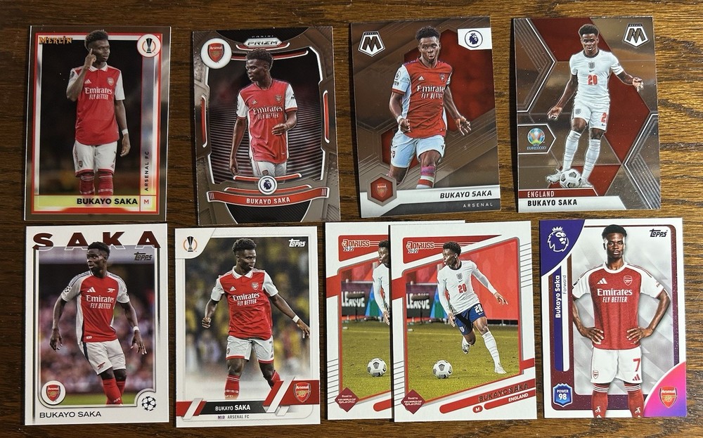 x11 Lot Bukayo Saka Arsenal England Topps Chrome Merlin Prizm Mosaic