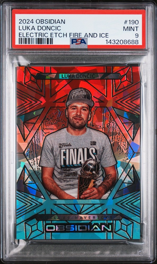 2024 PANINI OBSIDIAN ELECTRIC ETCH FIRE & ICE #190 LUKA DONCIC 28/49 PSA 9