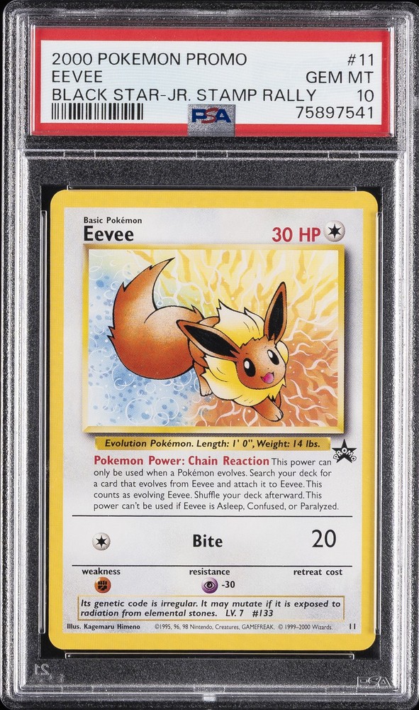 2000 POKEMON PROMO BLACK STAR JR. STAMP RALLY #11 EEVEE PSA 10