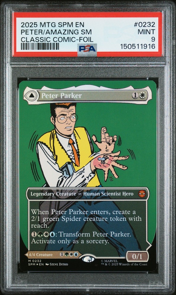 2025 MTG MARVEL'S SPIDER-MAN #0232 AMAZING SPIDER-MAN/PETER PARKER PSA 9