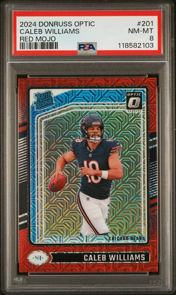 2024 PANINI DONRUSS OPTIC RED MOJO #201 CALEB WILLIAMS PSA 8